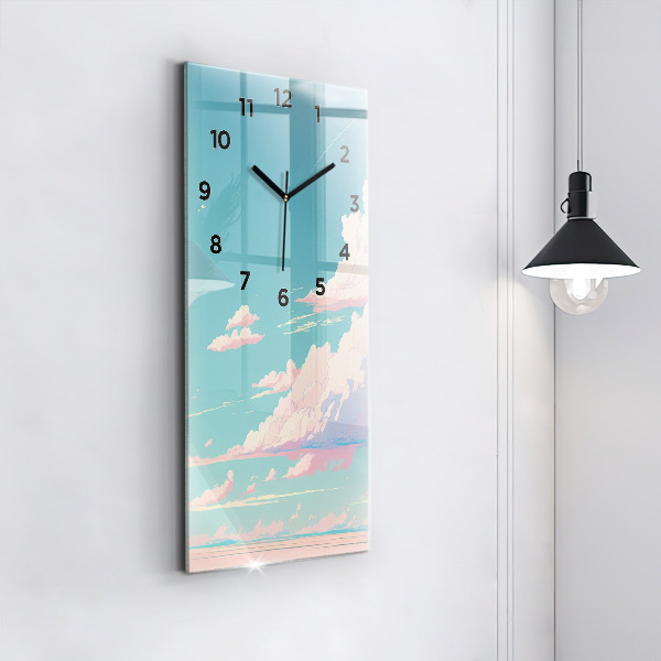 Modern vertical wall clock Pastel color of the sky