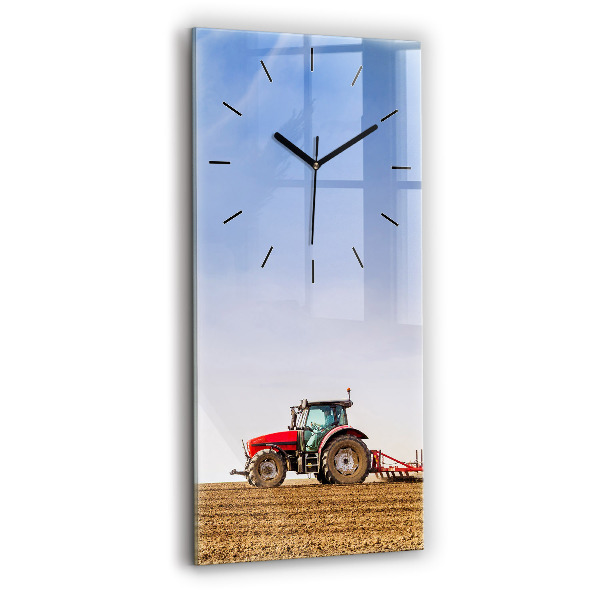 Modern vertical wall clock Farmer on a tractor