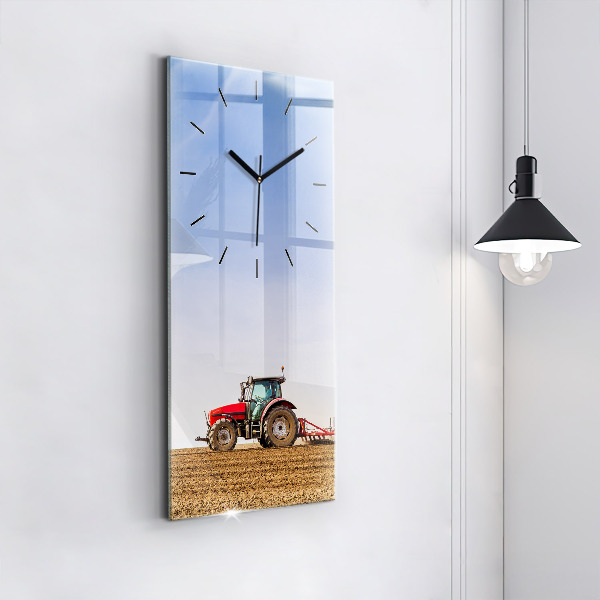 Modern vertical wall clock Farmer on a tractor