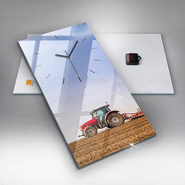 Modern vertical wall clock Farmer on a tractor
