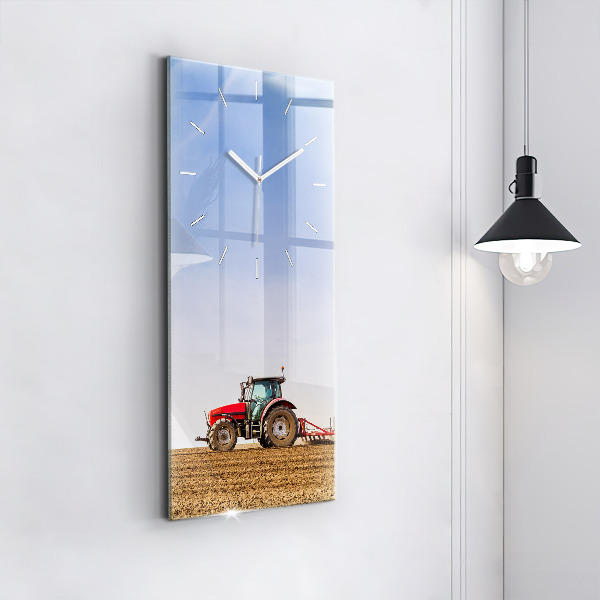 Modern vertical wall clock Farmer on a tractor