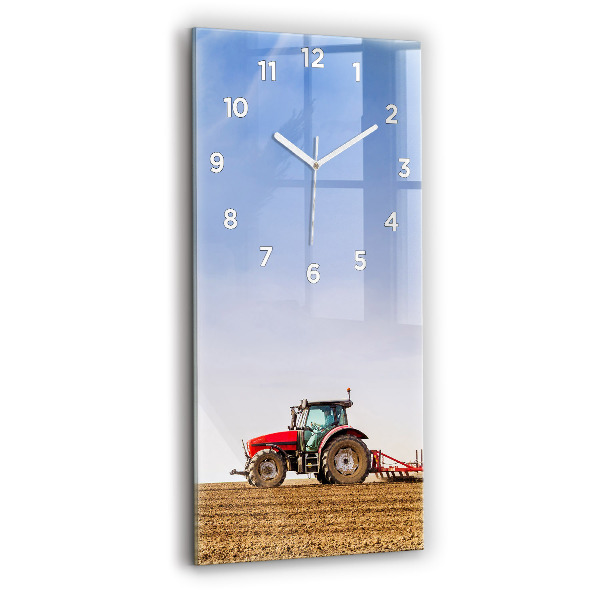 Modern vertical wall clock Farmer on a tractor