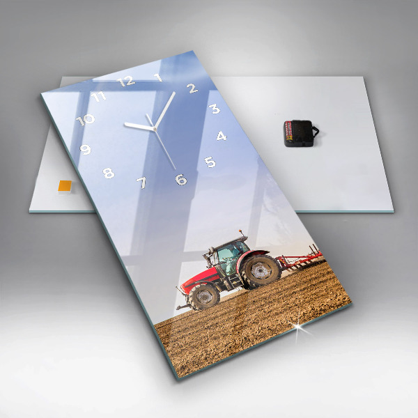Modern vertical wall clock Farmer on a tractor