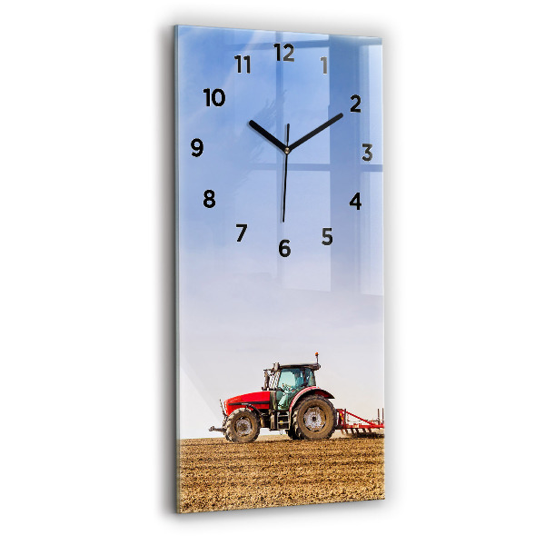 Modern vertical wall clock Farmer on a tractor