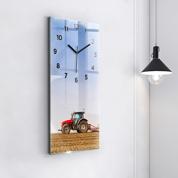 Modern vertical wall clock Farmer on a tractor