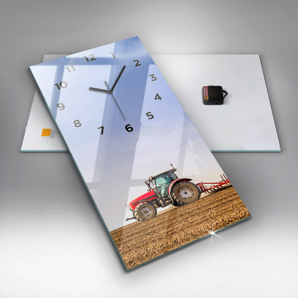 Modern vertical wall clock Farmer on a tractor