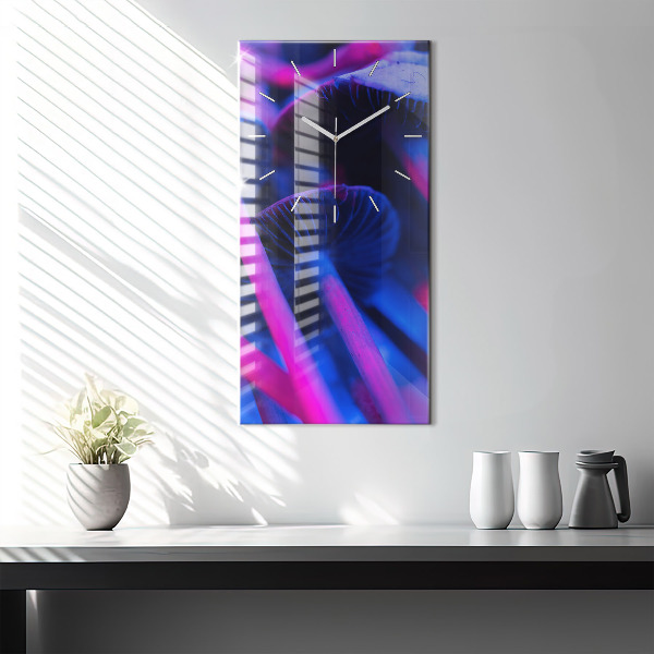 Modern vertical wall clock Magic colorful mushrooms