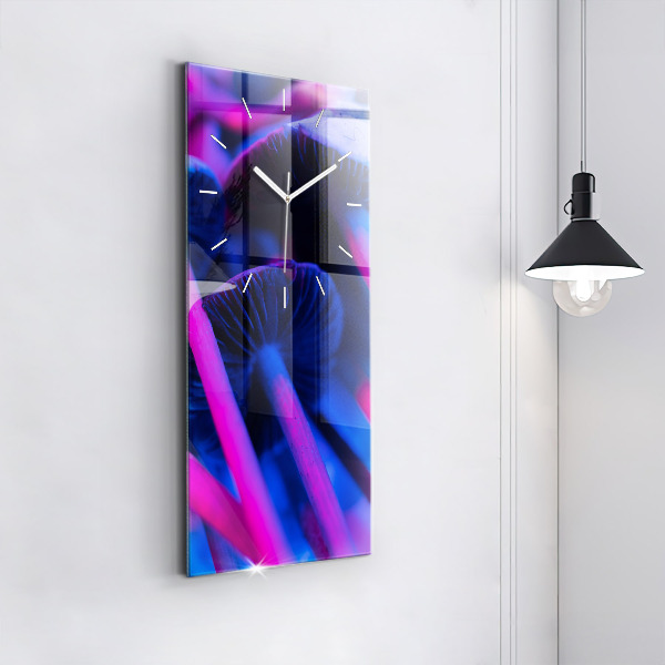Modern vertical wall clock Magic colorful mushrooms
