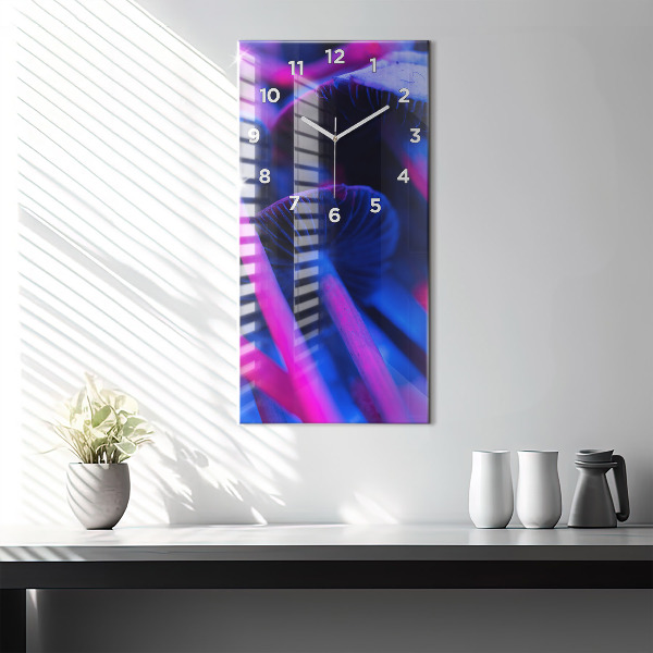 Modern vertical wall clock Magic colorful mushrooms
