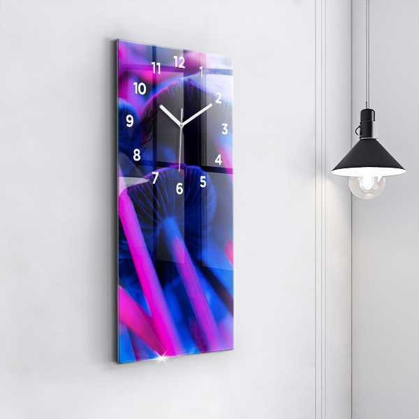 Modern vertical wall clock Magic colorful mushrooms
