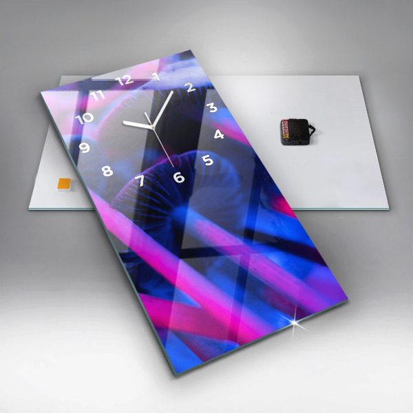 Modern vertical wall clock Magic colorful mushrooms