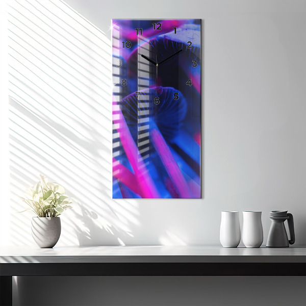 Modern vertical wall clock Magic colorful mushrooms