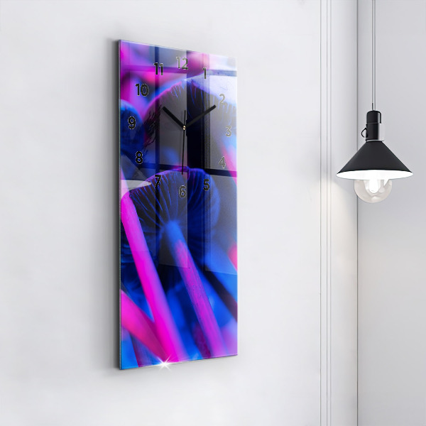 Modern vertical wall clock Magic colorful mushrooms