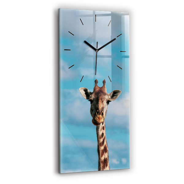 Modern vertical wall clock Giraffe head against the sky