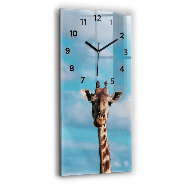 Modern vertical wall clock Giraffe head against the sky