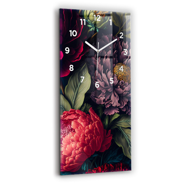 Modern vertical wall clock Vintage flower bouquet