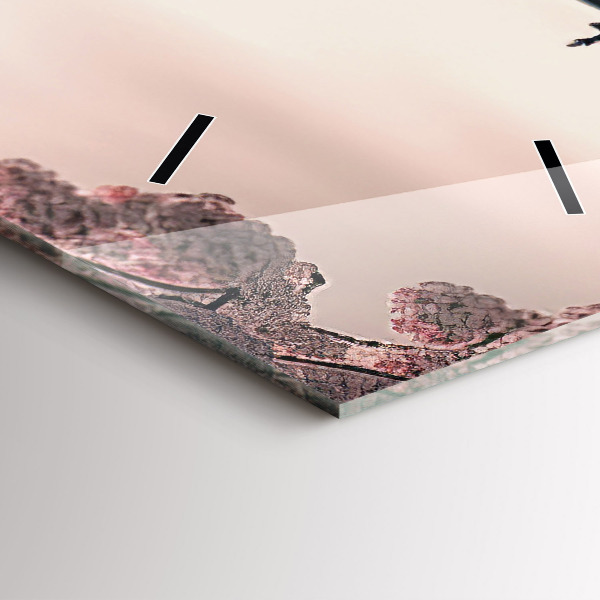 Modern vertical wall clock Tower and flowers in Asia