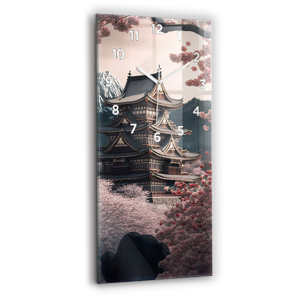 Modern vertical wall clock Tower and flowers in Asia