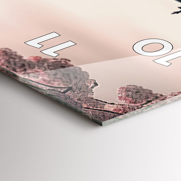 Modern vertical wall clock Tower and flowers in Asia