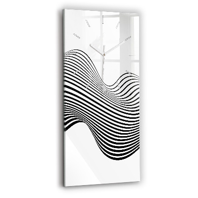 Modern vertical wall clock Black and white art