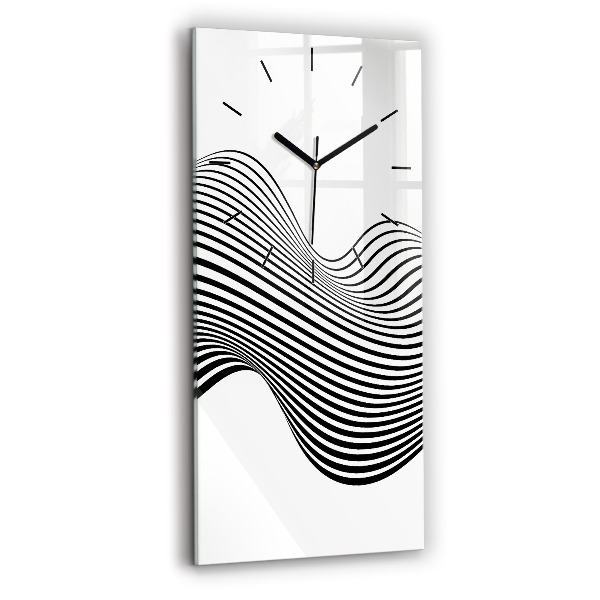 Modern vertical wall clock Black and white art