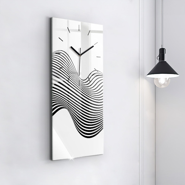 Modern vertical wall clock Black and white art