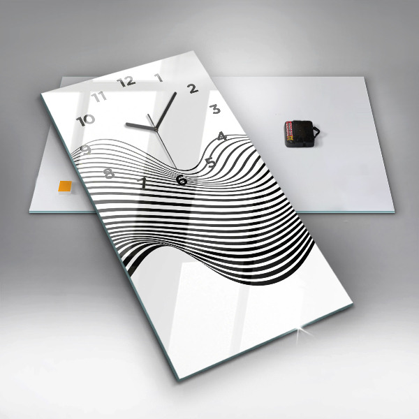 Modern vertical wall clock Black and white art