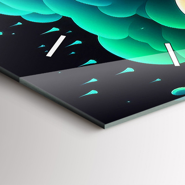 Modern vertical wall clock Neon mushrooms