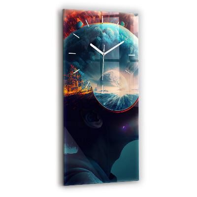 Modern vertical wall clock Futuristic world