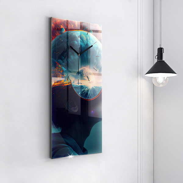 Modern vertical wall clock Futuristic world