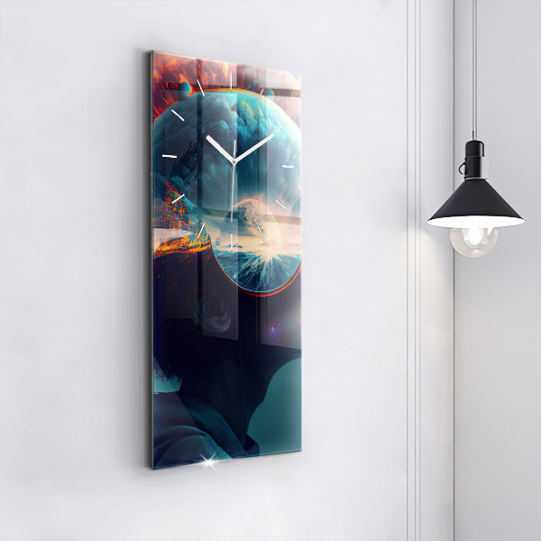 Modern vertical wall clock Futuristic world