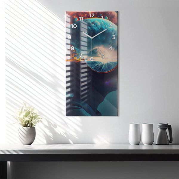 Modern vertical wall clock Futuristic world