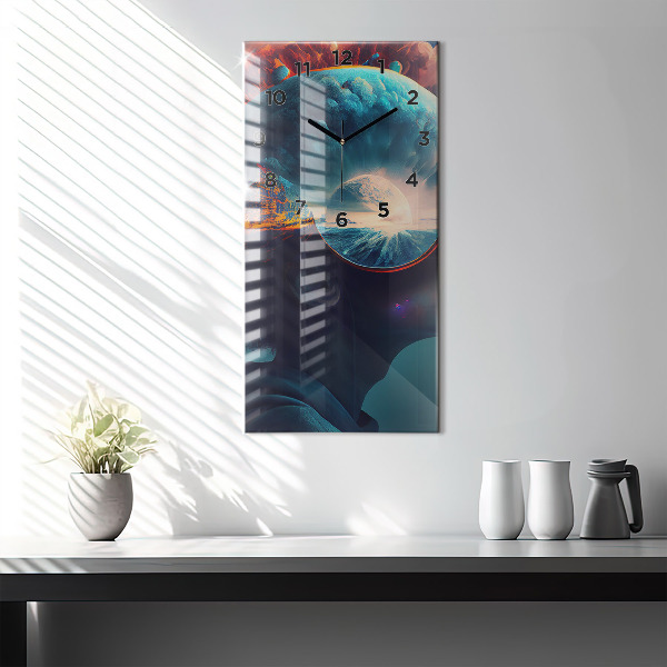 Modern vertical wall clock Futuristic world