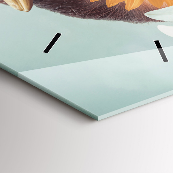 Modern vertical wall clock Woman with flowers