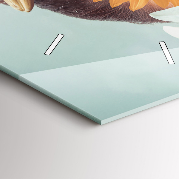 Modern vertical wall clock Woman with flowers