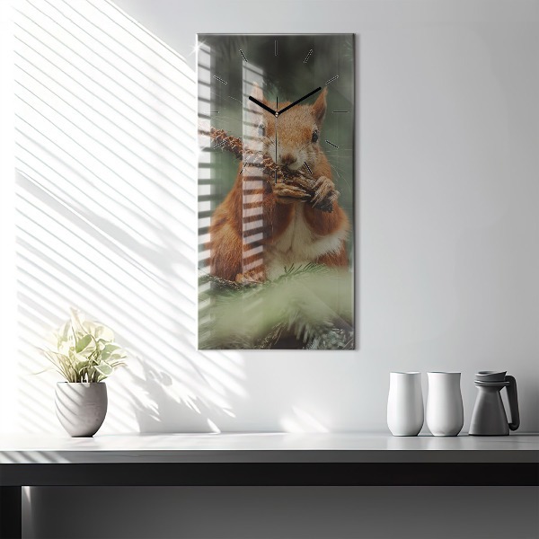 Modern vertical wall clock Squirrel and wild nature