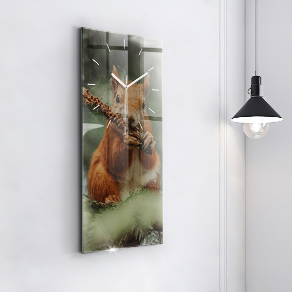 Modern vertical wall clock Squirrel and wild nature