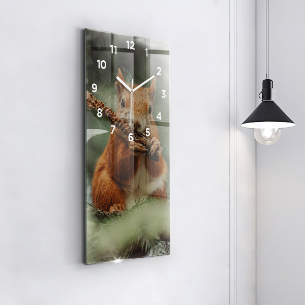 Modern vertical wall clock Squirrel and wild nature
