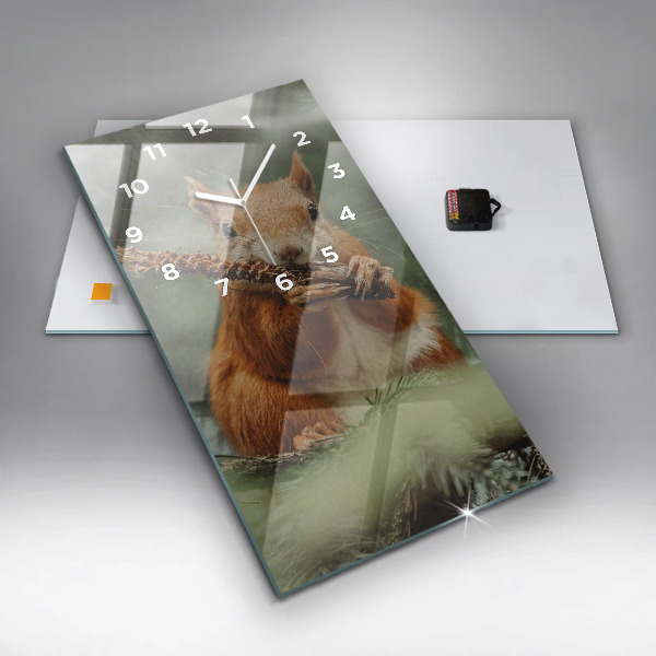 Modern vertical wall clock Squirrel and wild nature