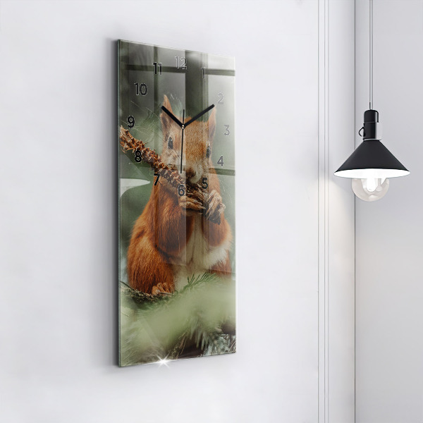 Modern vertical wall clock Squirrel and wild nature