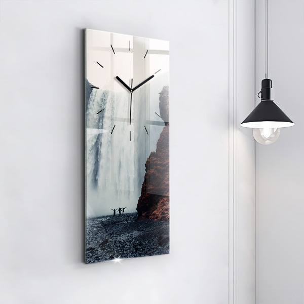 Modern vertical wall clock Waterfall Landscape Iceland