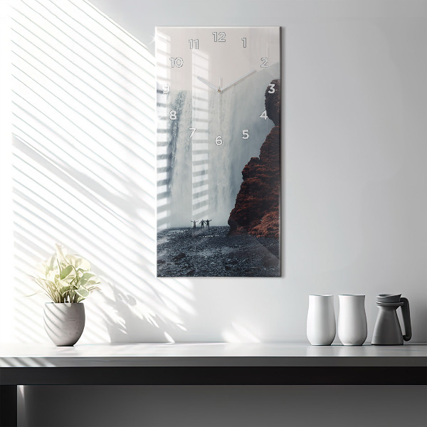 Modern vertical wall clock Waterfall Landscape Iceland