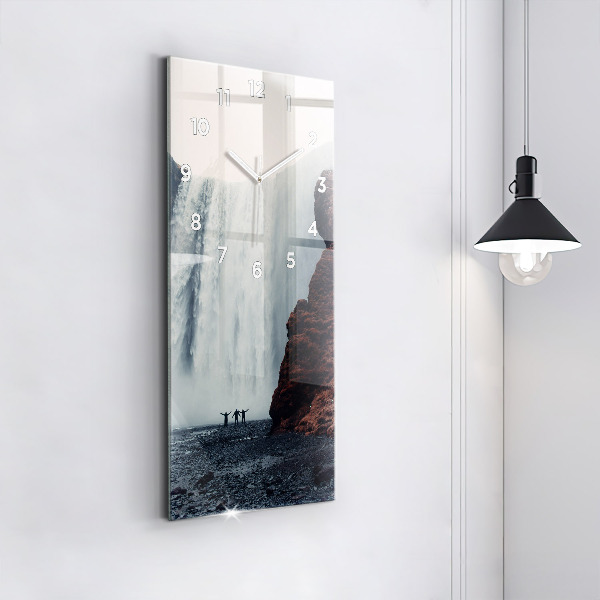 Modern vertical wall clock Waterfall Landscape Iceland