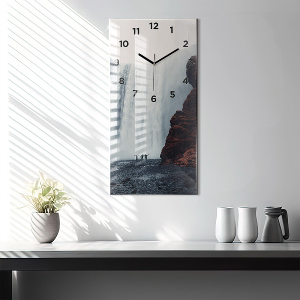 Modern vertical wall clock Waterfall Landscape Iceland