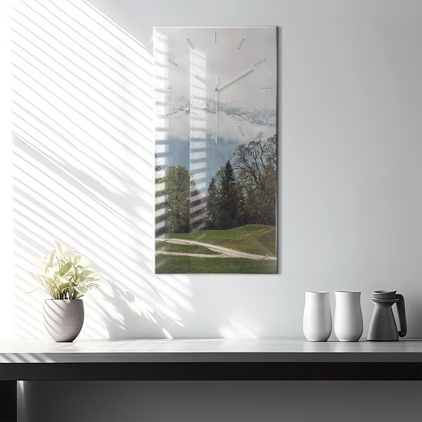 Modern vertical wall clock Mountain view