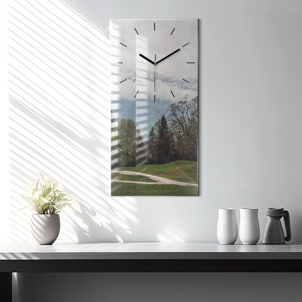 Modern vertical wall clock Mountain view
