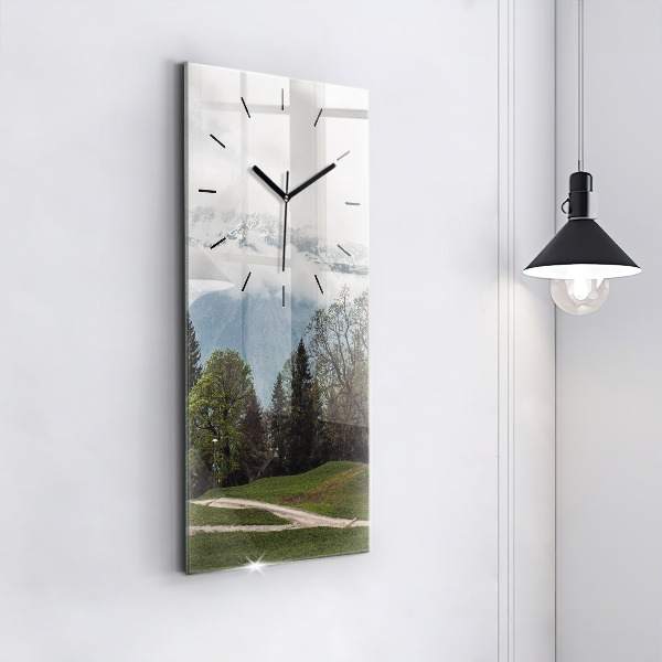 Modern vertical wall clock Mountain view