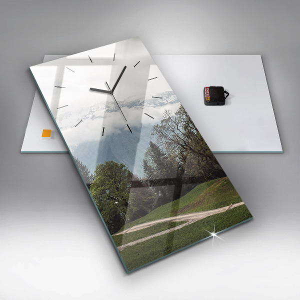 Modern vertical wall clock Mountain view