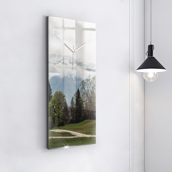 Modern vertical wall clock Mountain view
