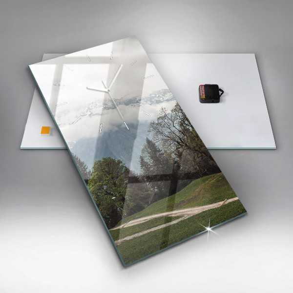 Modern vertical wall clock Mountain view